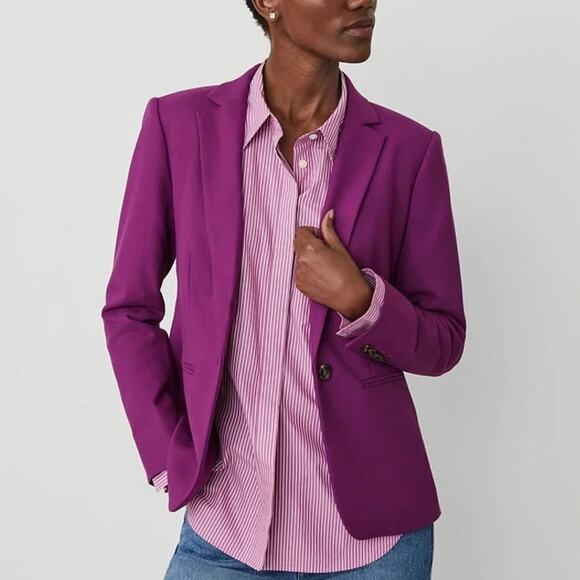 Ann Taylor Jackets & Blazers - ANN TAYLOR Hutton Blazer Twill Pulsar Purple Size 4 Notched Collar Office Jacket